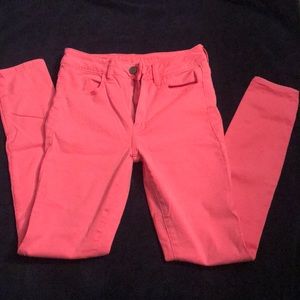 Hot pink skinny jeans